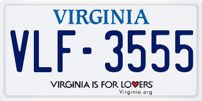 VA license plate VLF3555