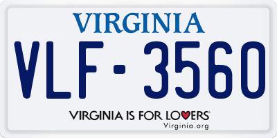 VA license plate VLF3560