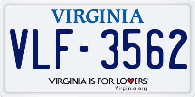 VA license plate VLF3562