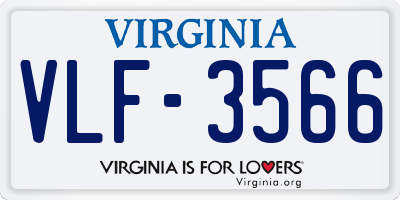 VA license plate VLF3566