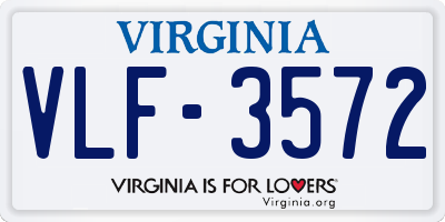 VA license plate VLF3572