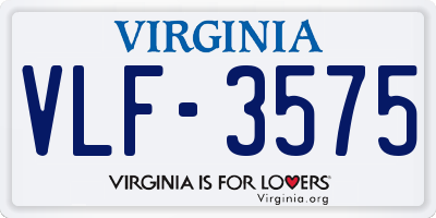 VA license plate VLF3575