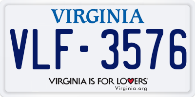 VA license plate VLF3576
