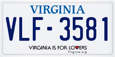 VA license plate VLF3581
