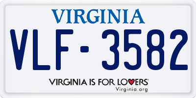 VA license plate VLF3582