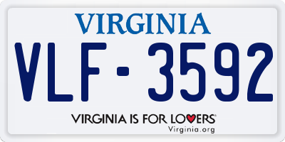 VA license plate VLF3592