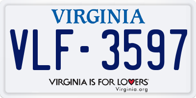 VA license plate VLF3597