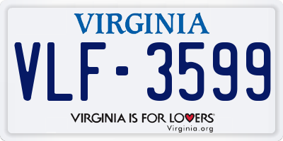 VA license plate VLF3599
