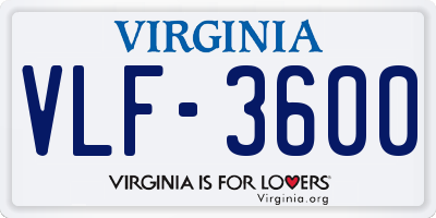VA license plate VLF3600
