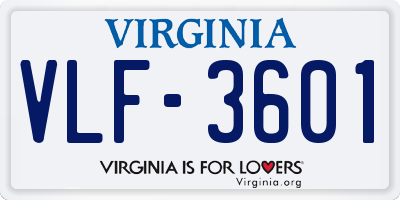 VA license plate VLF3601