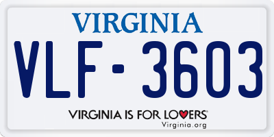 VA license plate VLF3603