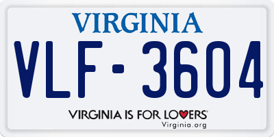 VA license plate VLF3604