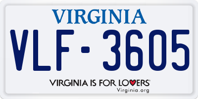 VA license plate VLF3605