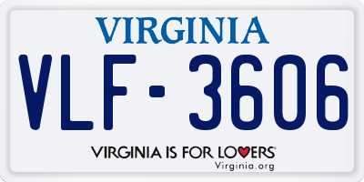 VA license plate VLF3606