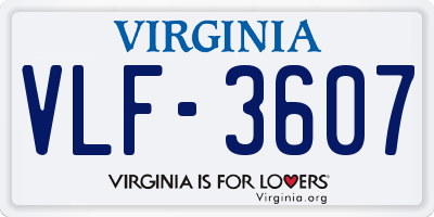 VA license plate VLF3607