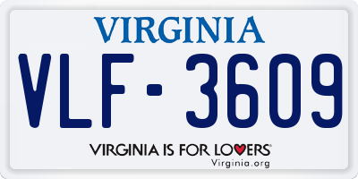 VA license plate VLF3609
