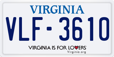 VA license plate VLF3610