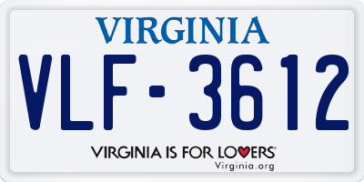 VA license plate VLF3612