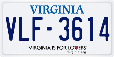 VA license plate VLF3614