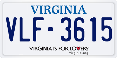 VA license plate VLF3615