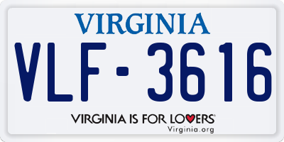 VA license plate VLF3616