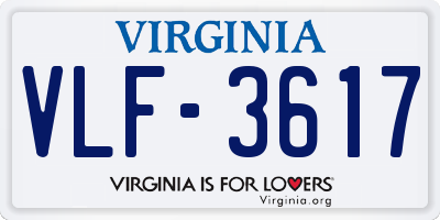 VA license plate VLF3617