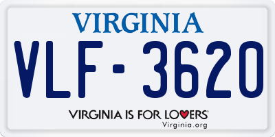 VA license plate VLF3620