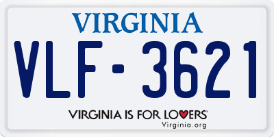 VA license plate VLF3621