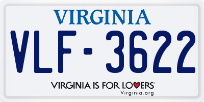 VA license plate VLF3622