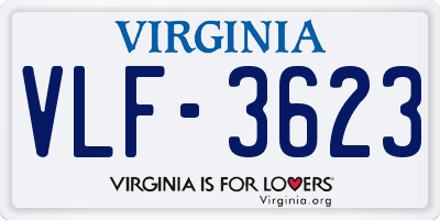 VA license plate VLF3623