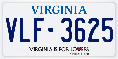 VA license plate VLF3625