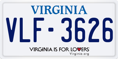 VA license plate VLF3626