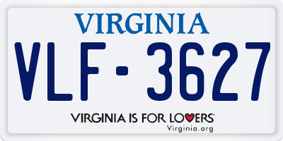 VA license plate VLF3627