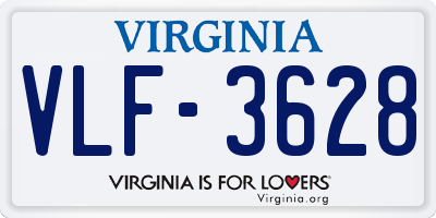 VA license plate VLF3628