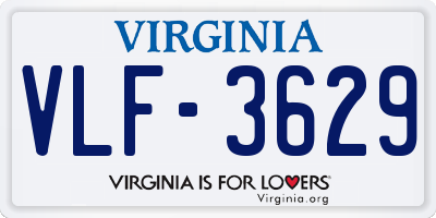 VA license plate VLF3629