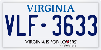 VA license plate VLF3633