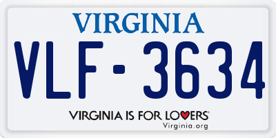 VA license plate VLF3634
