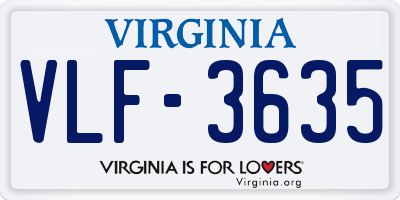 VA license plate VLF3635