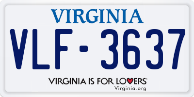 VA license plate VLF3637