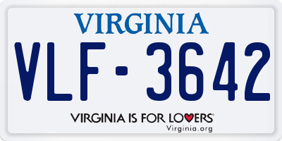 VA license plate VLF3642