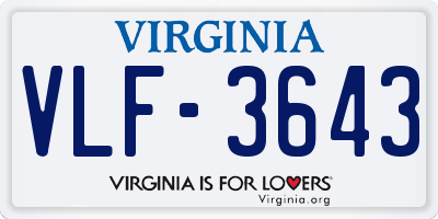 VA license plate VLF3643