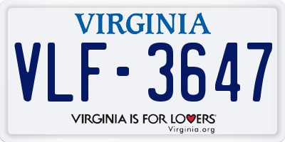 VA license plate VLF3647