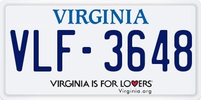 VA license plate VLF3648