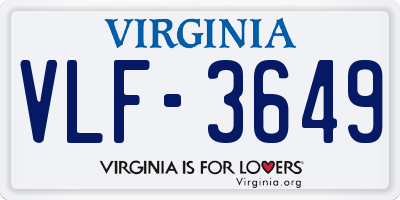 VA license plate VLF3649