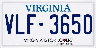 VA license plate VLF3650