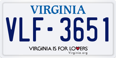 VA license plate VLF3651