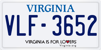 VA license plate VLF3652
