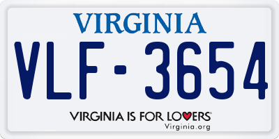 VA license plate VLF3654