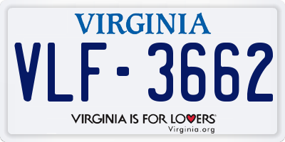 VA license plate VLF3662