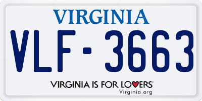 VA license plate VLF3663
